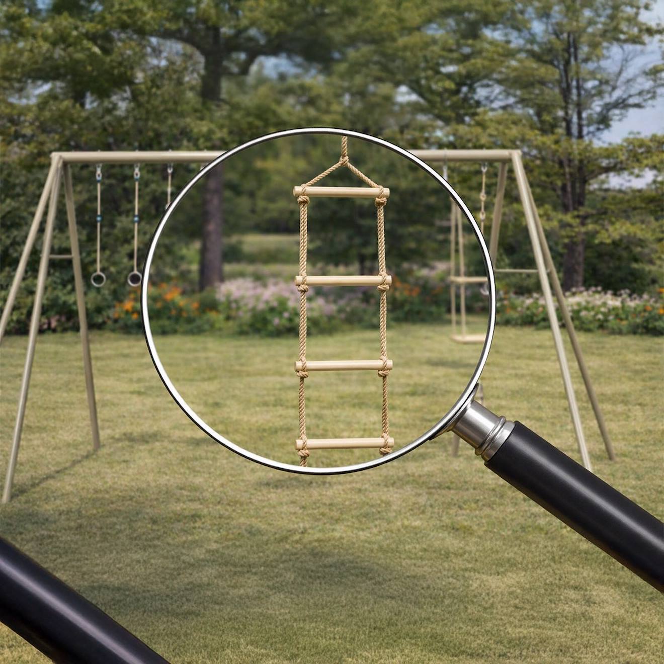 Echelle De Corde Pour Portique Balançoire 3,00 / 3,50 M. Pour Enfants Beige