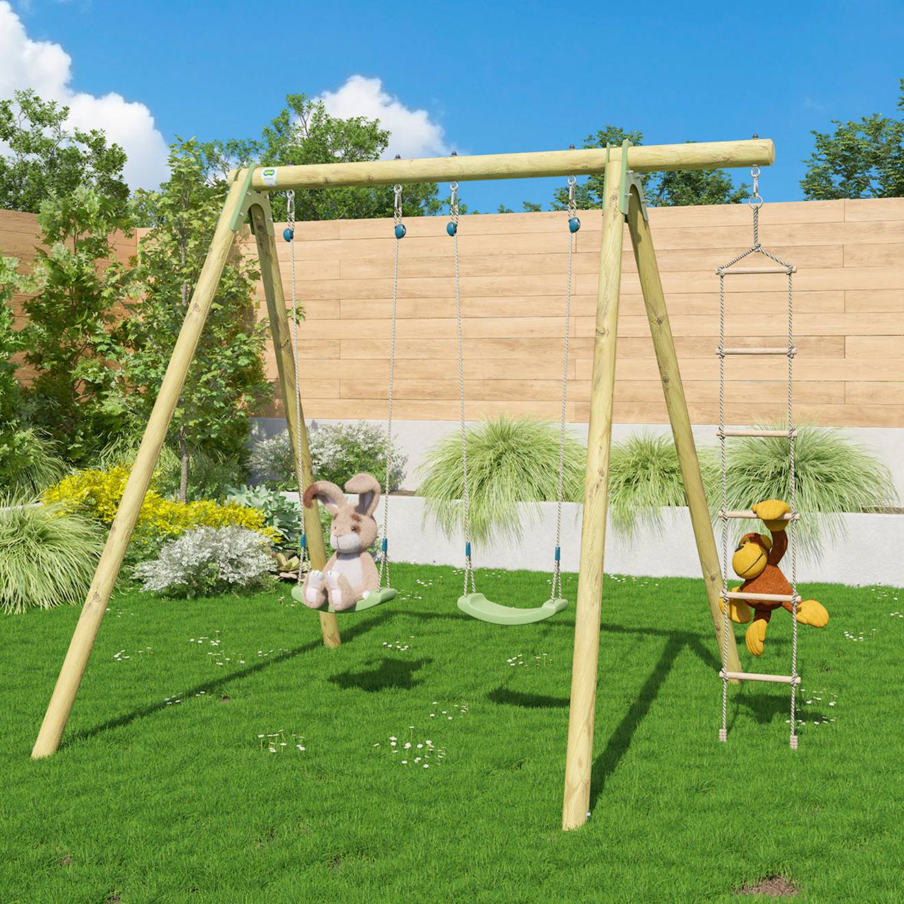 Portique Artix Tiridou 2 - 2,30 M - 3 Enfants Bois