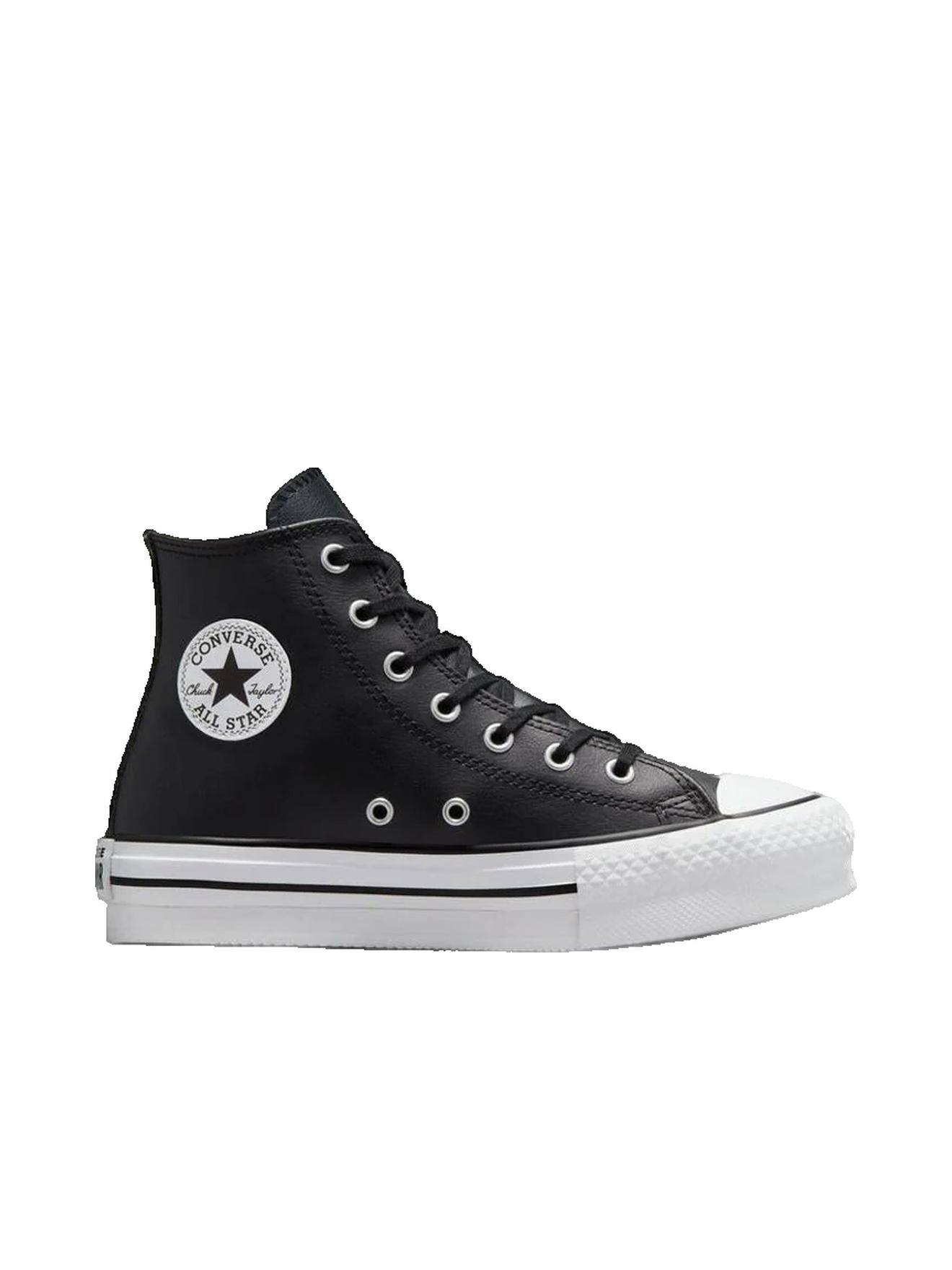 Baskets en cuir chuck taylor all star lift platform pour juniors style et confort unisexe noir / ivoire naturel / blanc