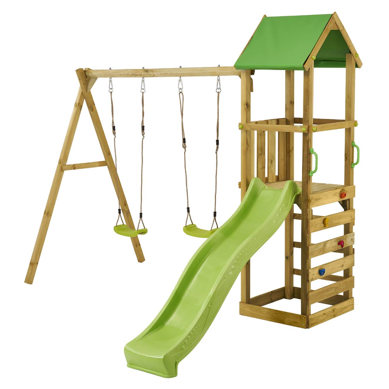 Aire De Jeux Bois Enfant : Plateforme 120 Cm Avec Toboggan Walli Vert