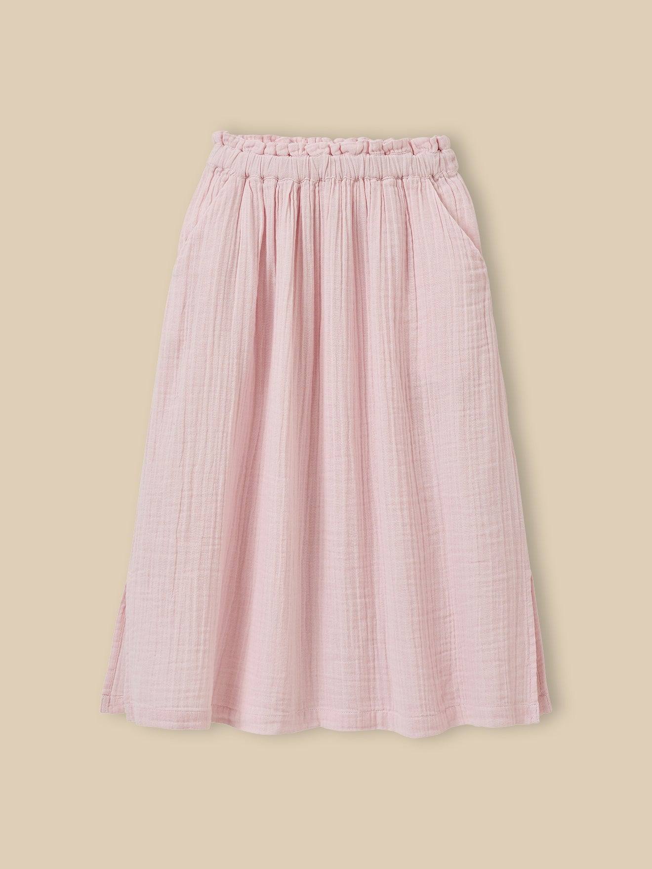 Jupe Longue En Gaze De Coton Biologique Rose Tendre 31 €