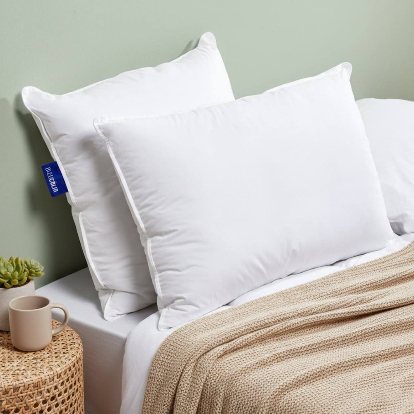 Oreiller souple gonflant sensation duvet blanc