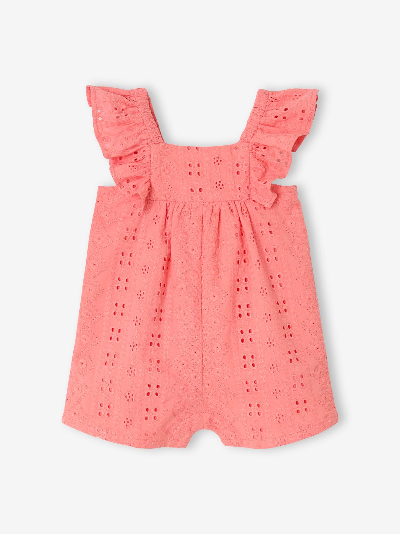 Combishort bébé fille broderie rose bonbon