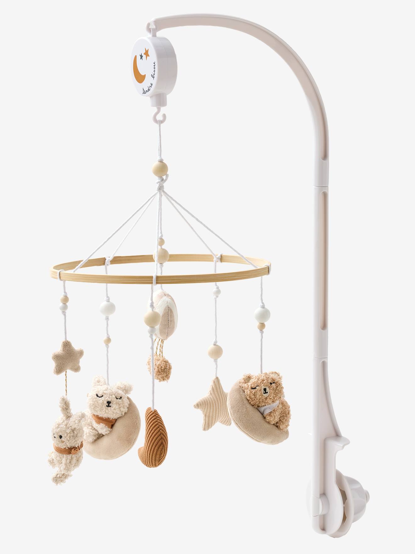Mobile musical tissu et velours beige (Vertbaudet) - Image 1