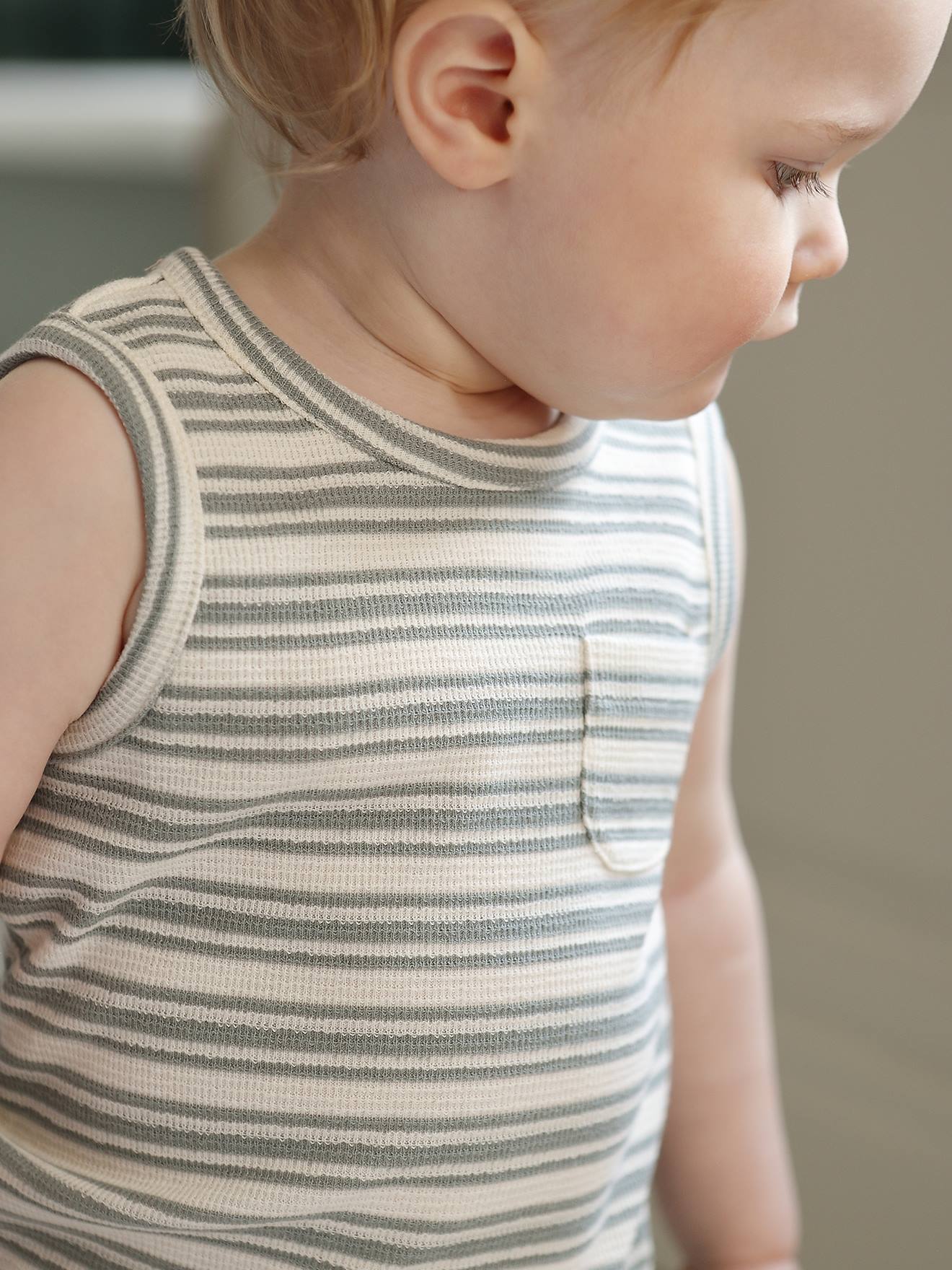 Débardeur bébé garçon rayé coton bio rayé blanc