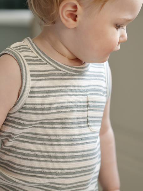 Bébé-T-shirt, sous-pull-T-shirt-Débardeur bébé garçon rayé coton bio