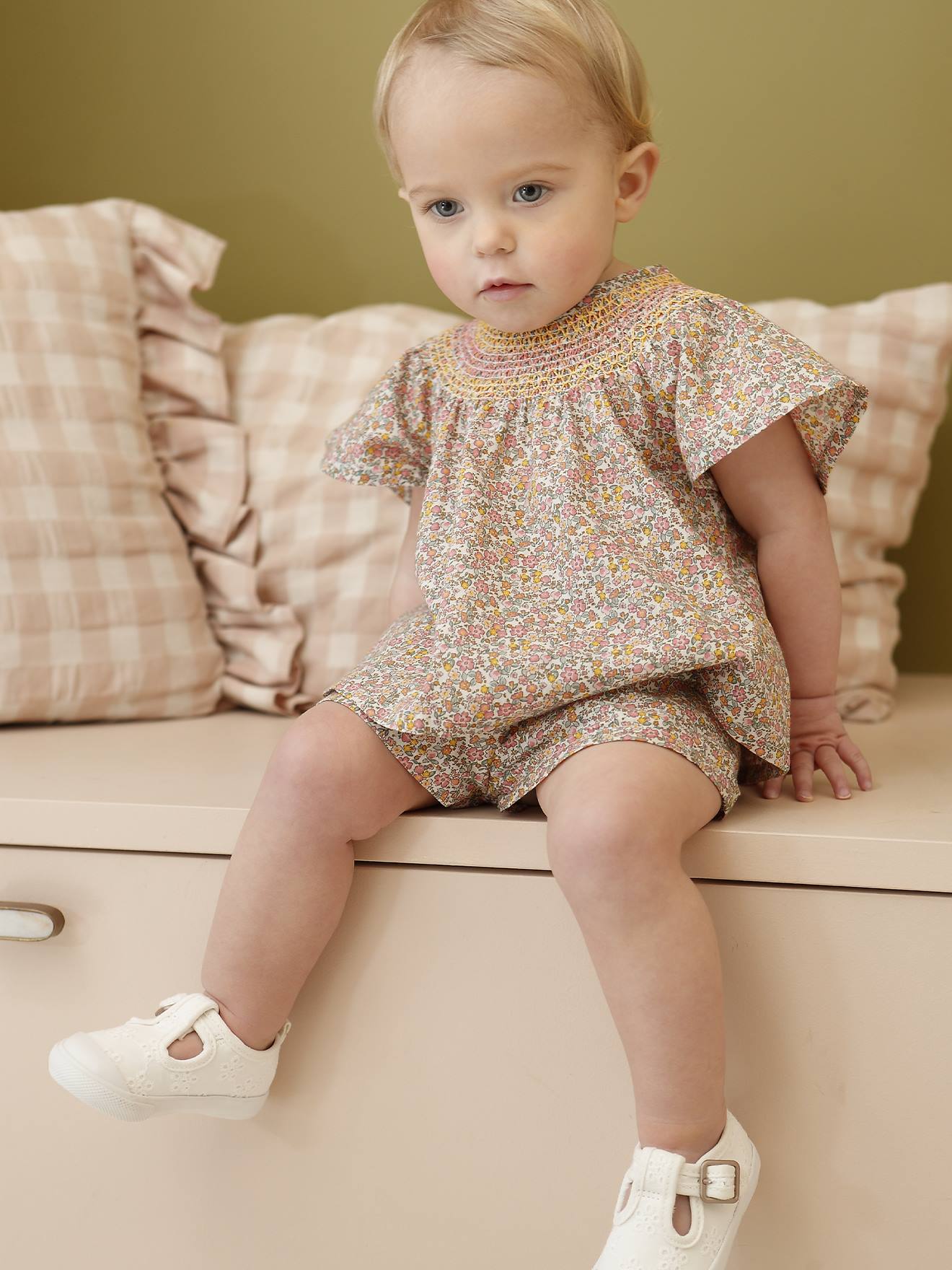 Ensemble bébé fille blouse + short multicolore