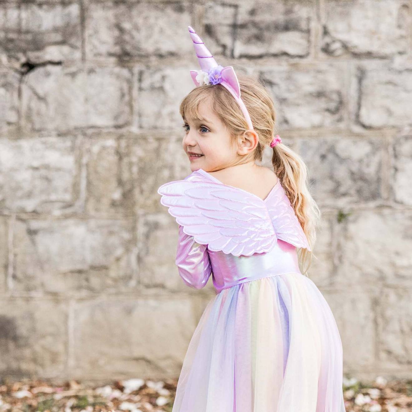 Déguisement Enfant Robe De Princesse Licorne Avec Ailes Rose