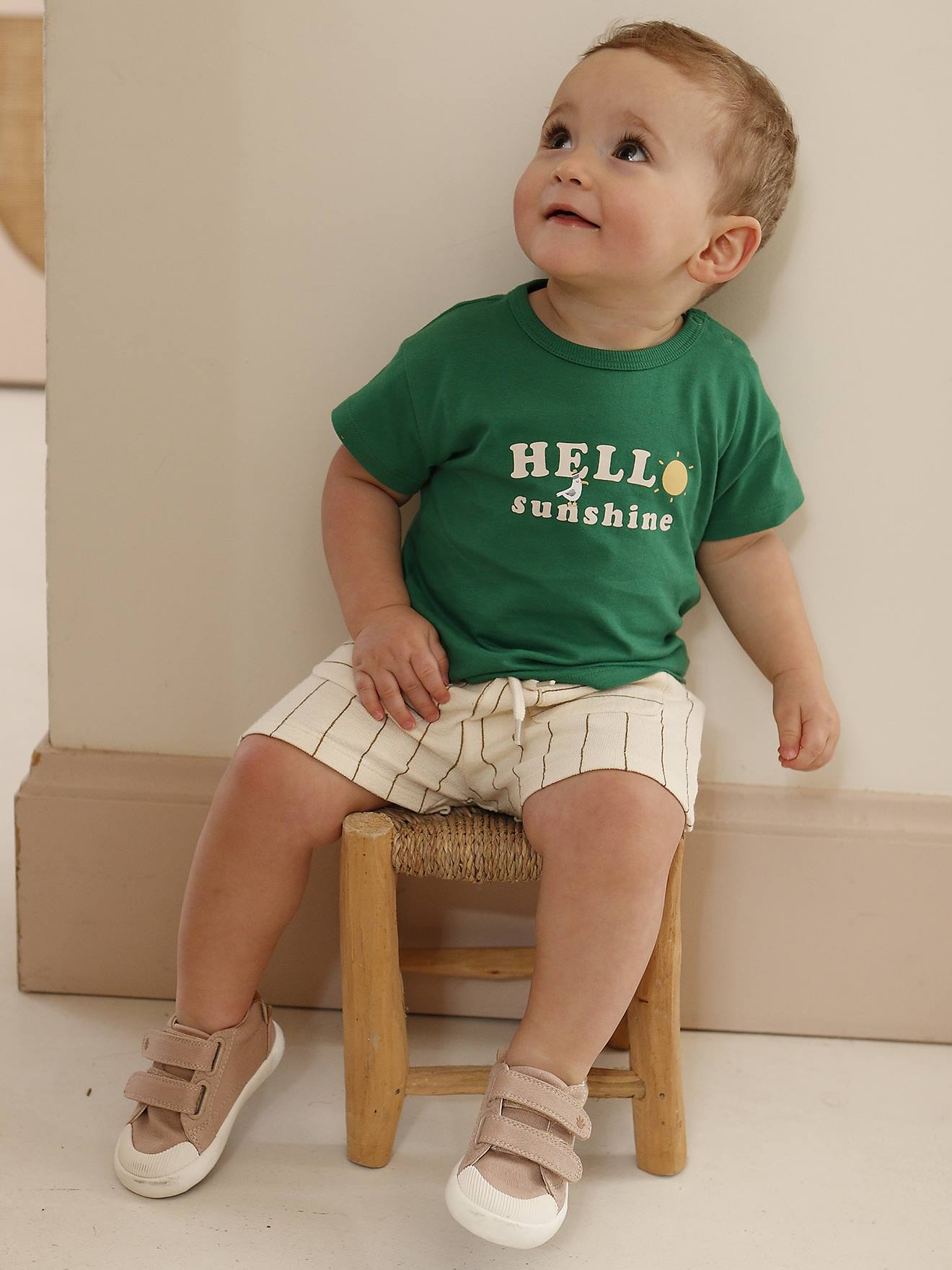 Short bébé garçon coton bio écru