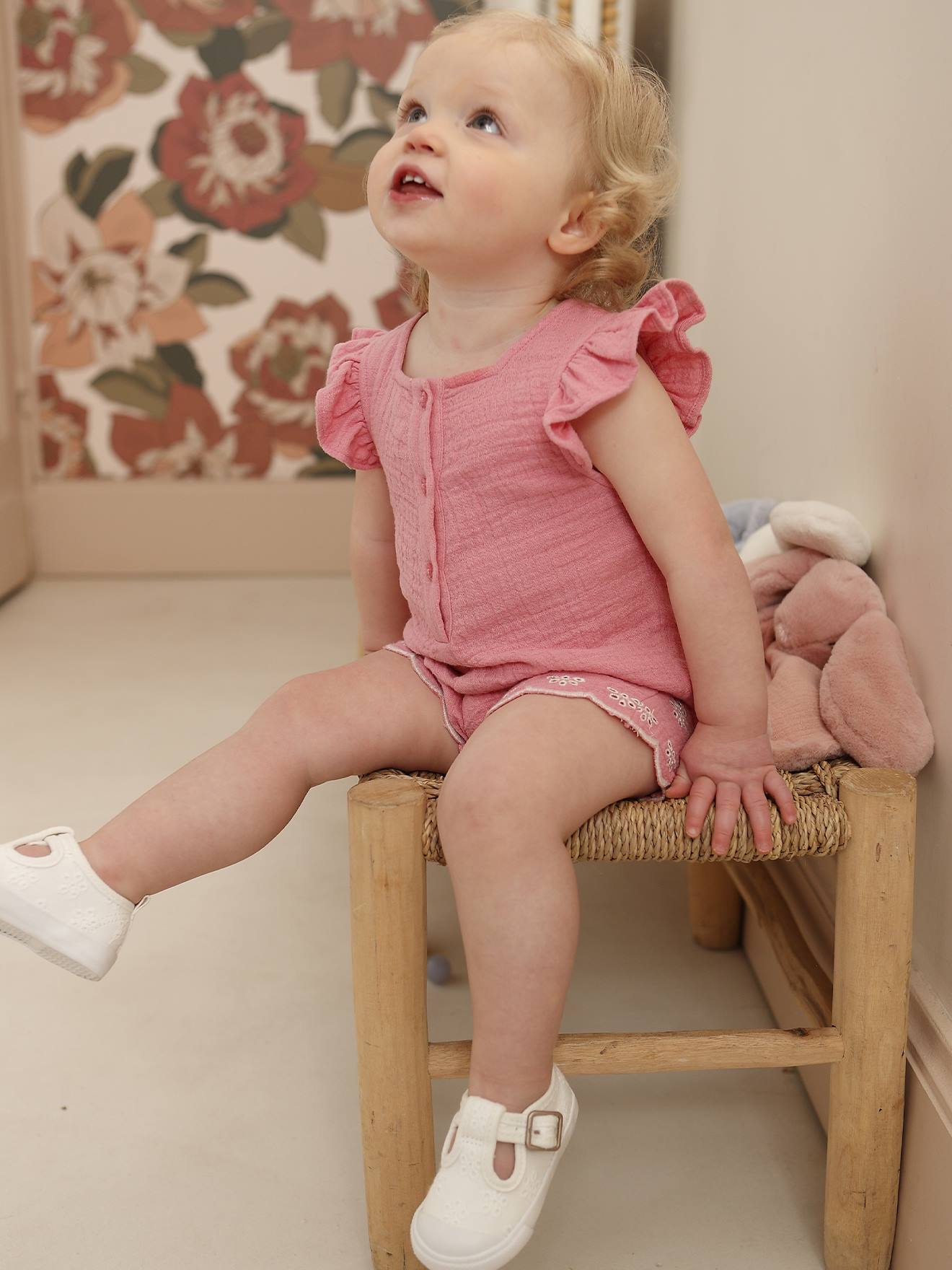 Combinaison courte bébé fille rose