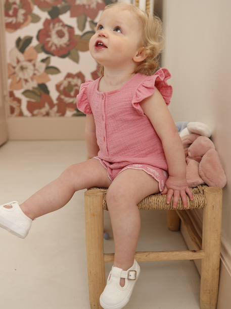 Bébé-Salopette, combinaison-Combinaison courte bébé fille 
