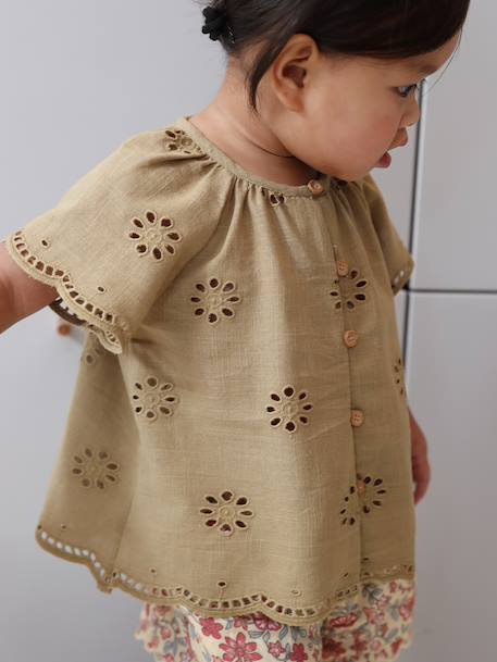 Bébé-Blouse manches courtes broderie anglaise