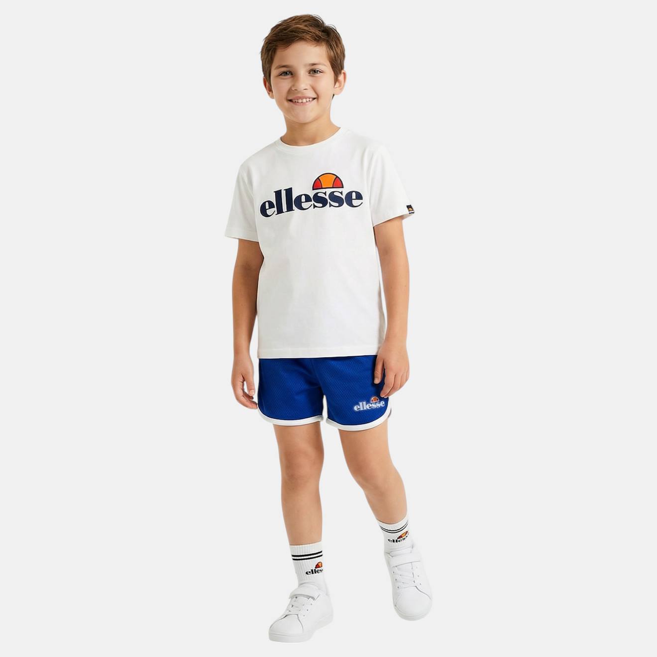 Ensemble 3 Pièces T-shirt Short Et Chaussettes Enfant À Imprimé Bleu