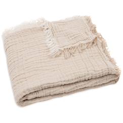Linge de maison et décoration-Linge de lit bébé-Fond de parc, couverture-Edredon-Couverture en gaze de coton fringe stripe biscuit (75 x 100 cm)