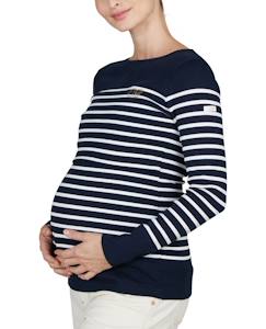 Vêtements de grossesse-Pull, gilet-Marinière de grossesse et d'allaitement benodet blanc