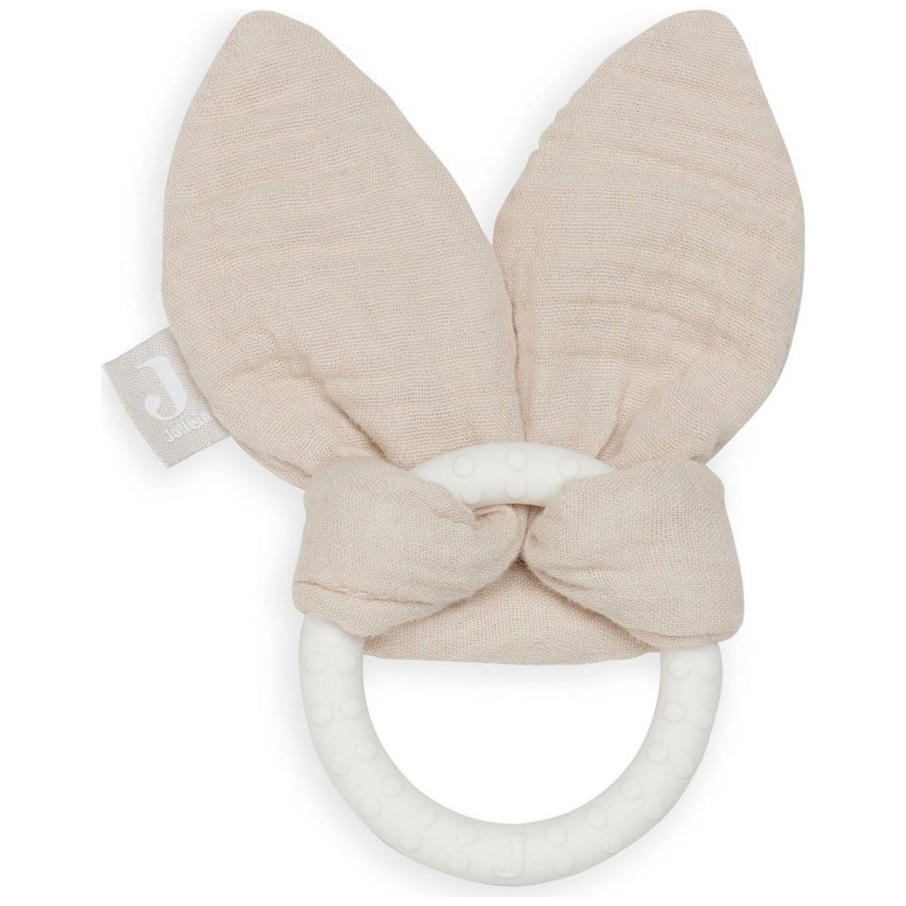 Anneau de dentition bunny ears en coton et silicone ecru