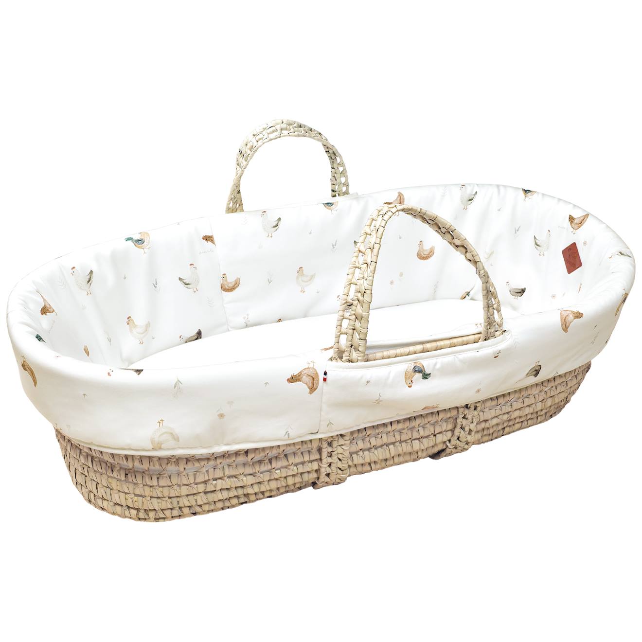 Couffin Bébé Avec Matelas Habillage Et Drap Housse Gallina Écru – Motif Poules Champêtre
