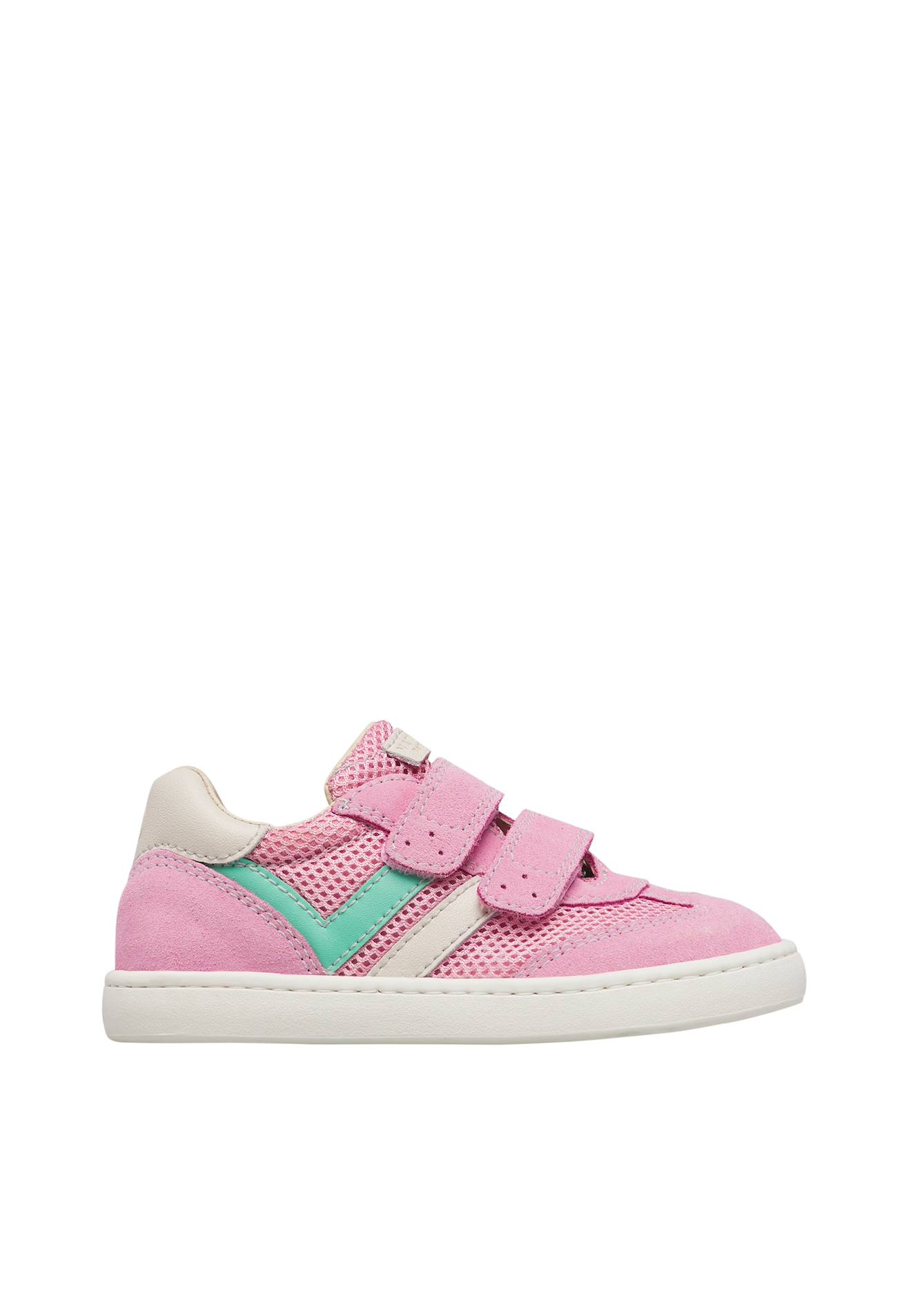 Sneakers En Cuir Et Tissu Kevis 2 Vl. Blanc-rose