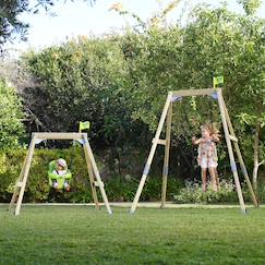 Jouet-Jeux de plein air-Aires de jeux-Portique balançoire 2 en 1 évolutif forest acorn bois h200cm