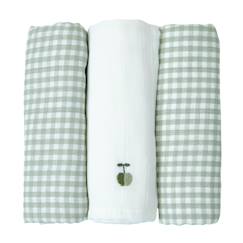 Puériculture-Matelas, accessoires de lange-Lot de 3 langes gaze de coton bio