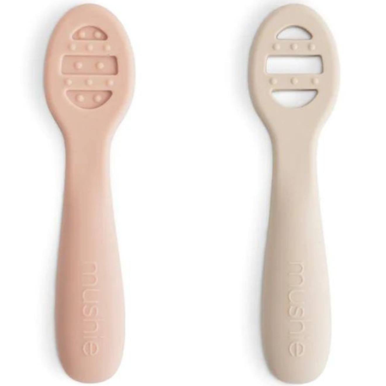 Lot De 2 Cuillères D'apprentissage Rose, Écru (Mushie) - Image 1