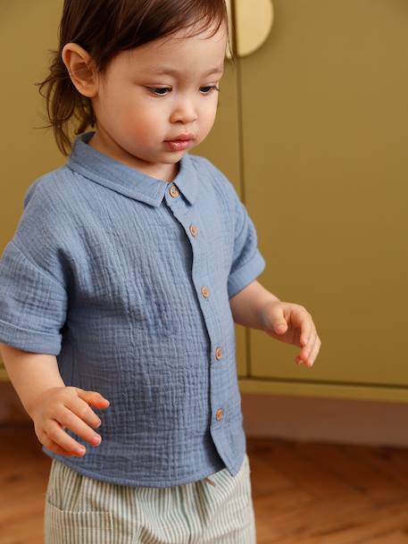 Bébé-Chemise bébé garçon en gaze de coton