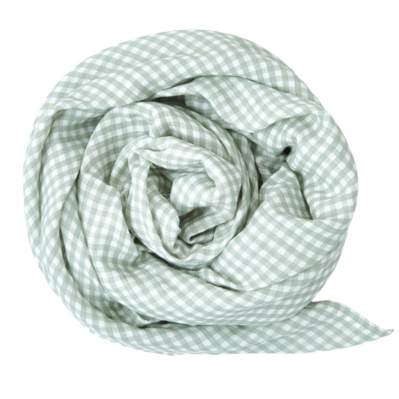 Maxi Lange Gaze De Coton Bio Vichy Vert (Little Crevette) - Image 1