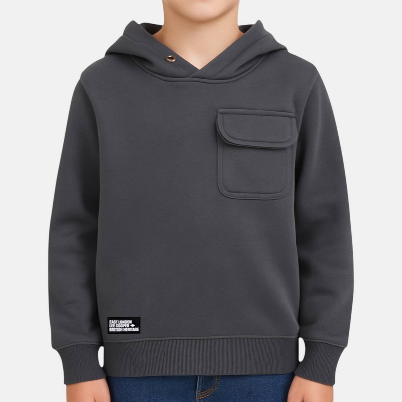 Sweat À Capuche Garçon Imprimé Gris Anthracite