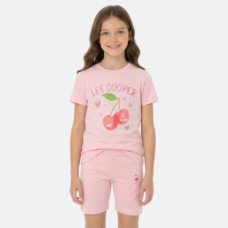 Ensemble fille t-shirt manches courtes et bermuda Beige+Fushia+Rosatre+Vert 7 - vertbaudet enfant 