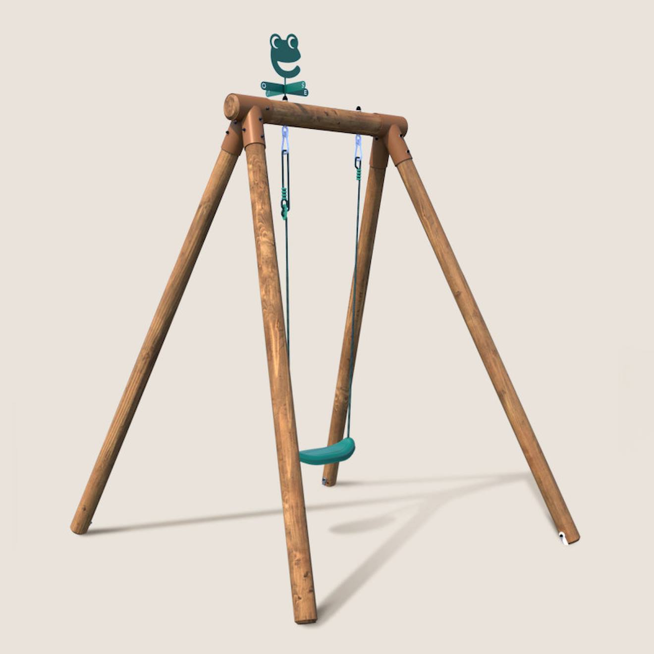 Portique Simple Une Place En Bois Rond Hanna Marron (soulet) - Image 1