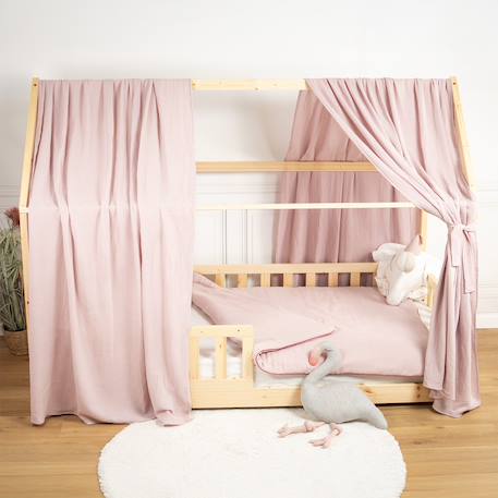 Ciel de lit cabane en gaze de coton duo 330 cm Beige+Blanc+Bleu+Camel+Écru+Gris+Marron+Rose+Terracotta+Vert 42 - vertbaudet enfant 