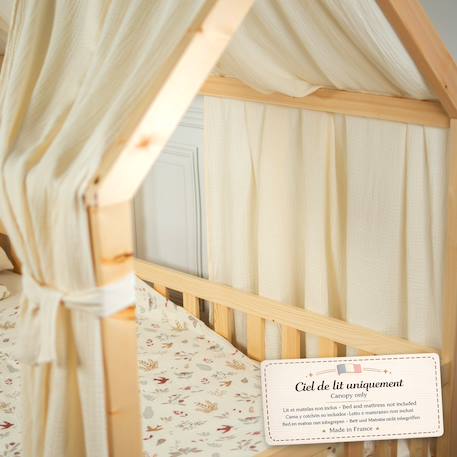 Ciel de lit cabane en gaze de coton duo 330 cm Beige+Blanc+Bleu+Camel+Écru+Gris+Marron+Rose+Terracotta+Vert 25 - vertbaudet enfant 