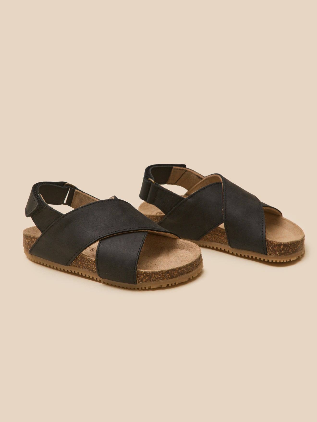 Sandales À Brides Garçon En Cuir Navy Noir Sandales À Brides Garçon En Cuir Navy Noir