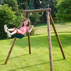 Jouet-Portique simple une place en bois rond hanna