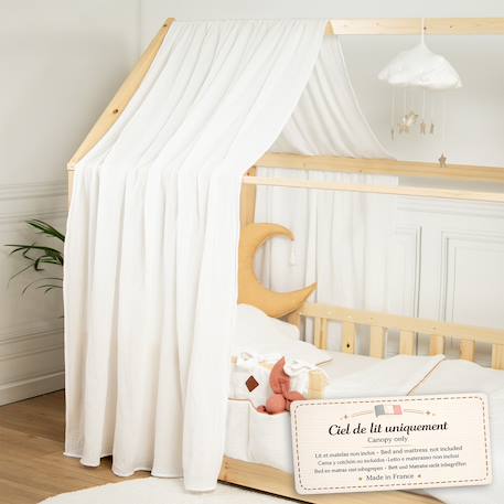 Ciel de lit cabane en gaze de coton duo 330 cm Beige+Blanc+Bleu+Camel+Écru+Gris+Marron+Rose+Terracotta+Vert 9 - vertbaudet enfant 