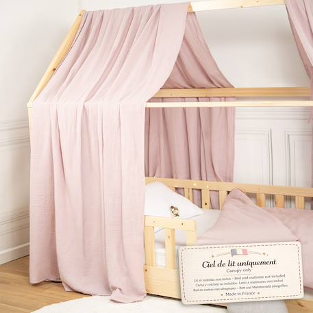 Ciel de lit cabane en gaze de coton duo 330 cm Beige+Blanc+Bleu+Camel+Écru+Gris+Marron+Rose+Terracotta+Vert 40 - vertbaudet enfant 