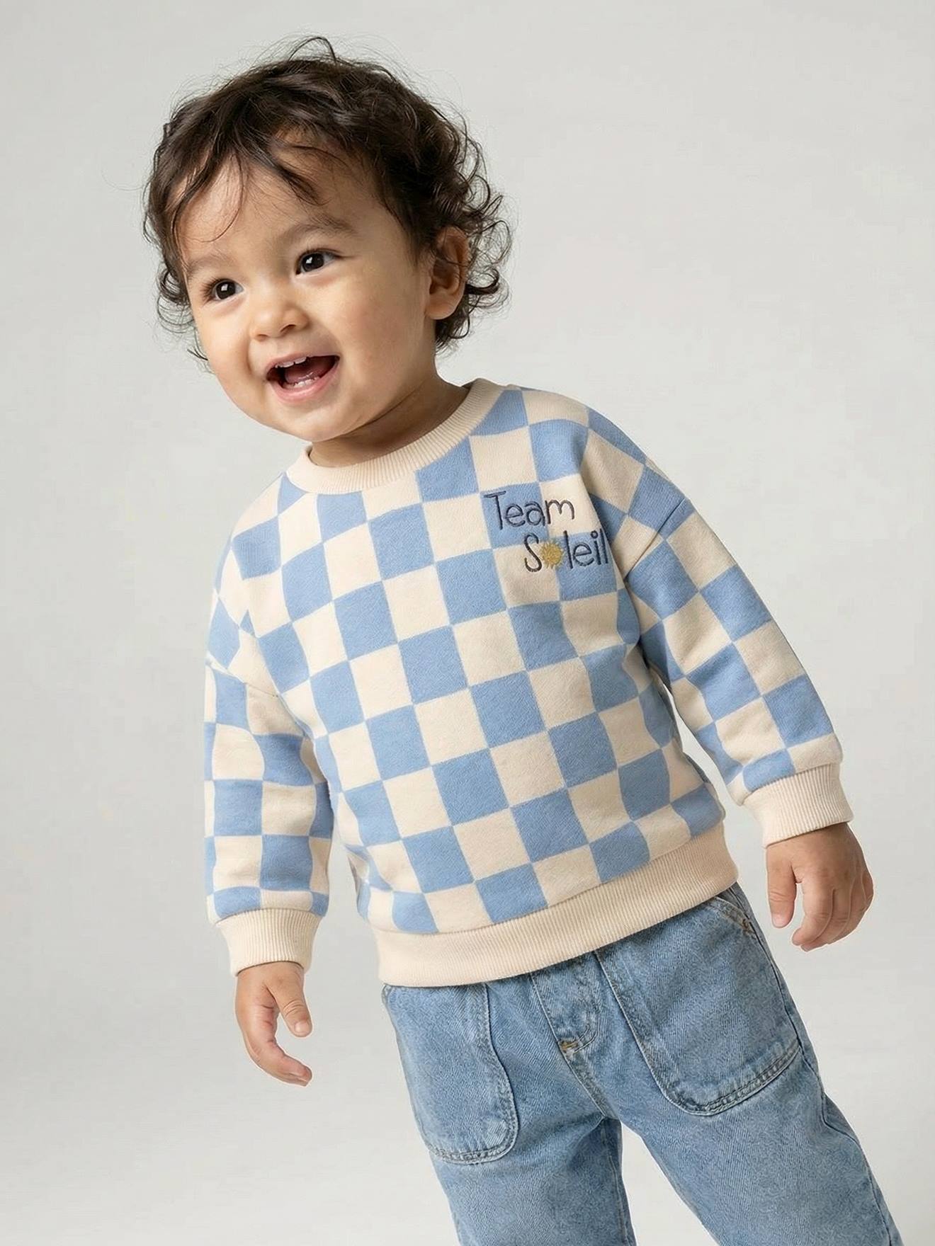 Sweat bébé garçon Team Soleil bleu grisé