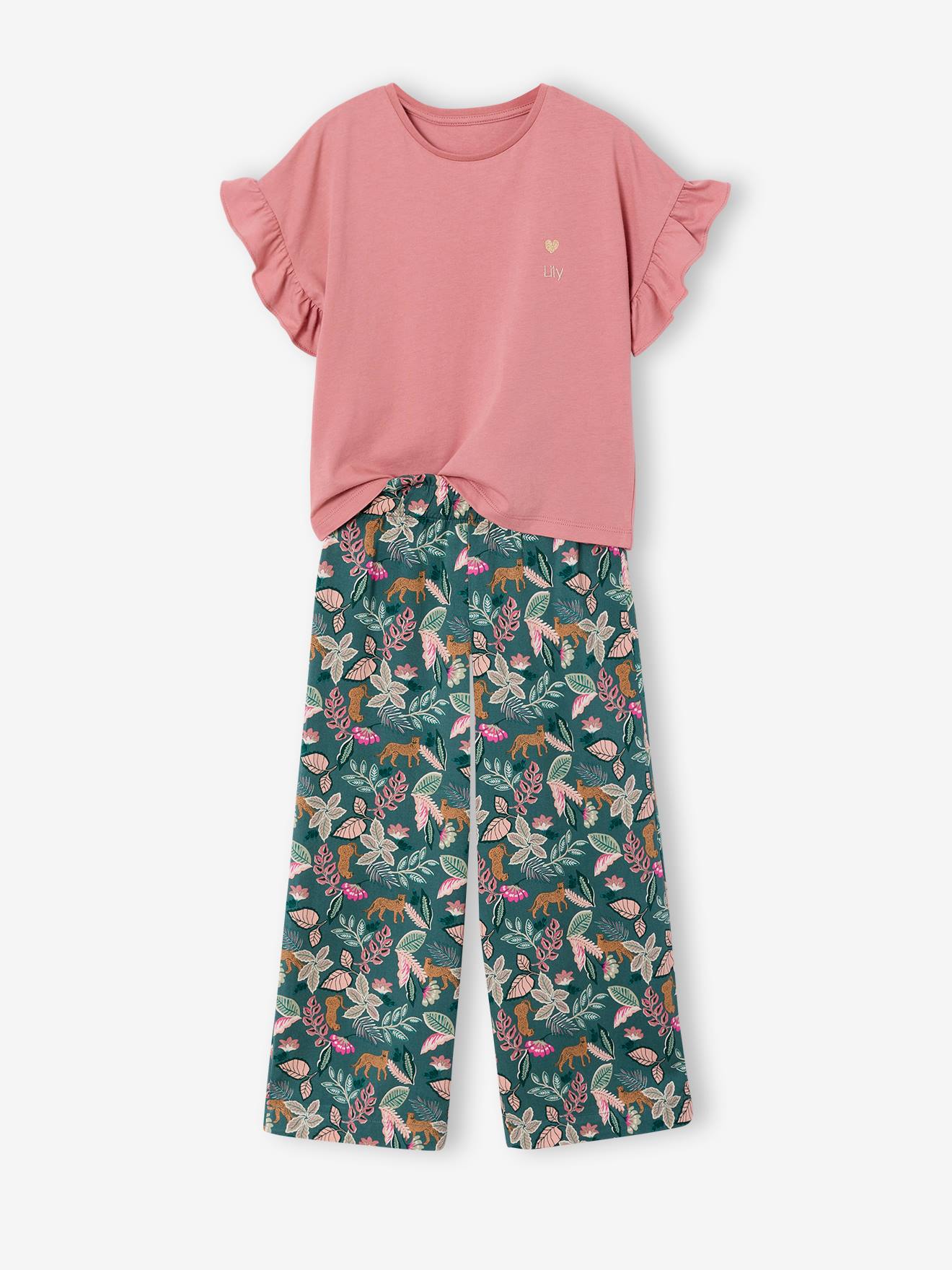 Ensemble T-shirt pantalon large fille blush