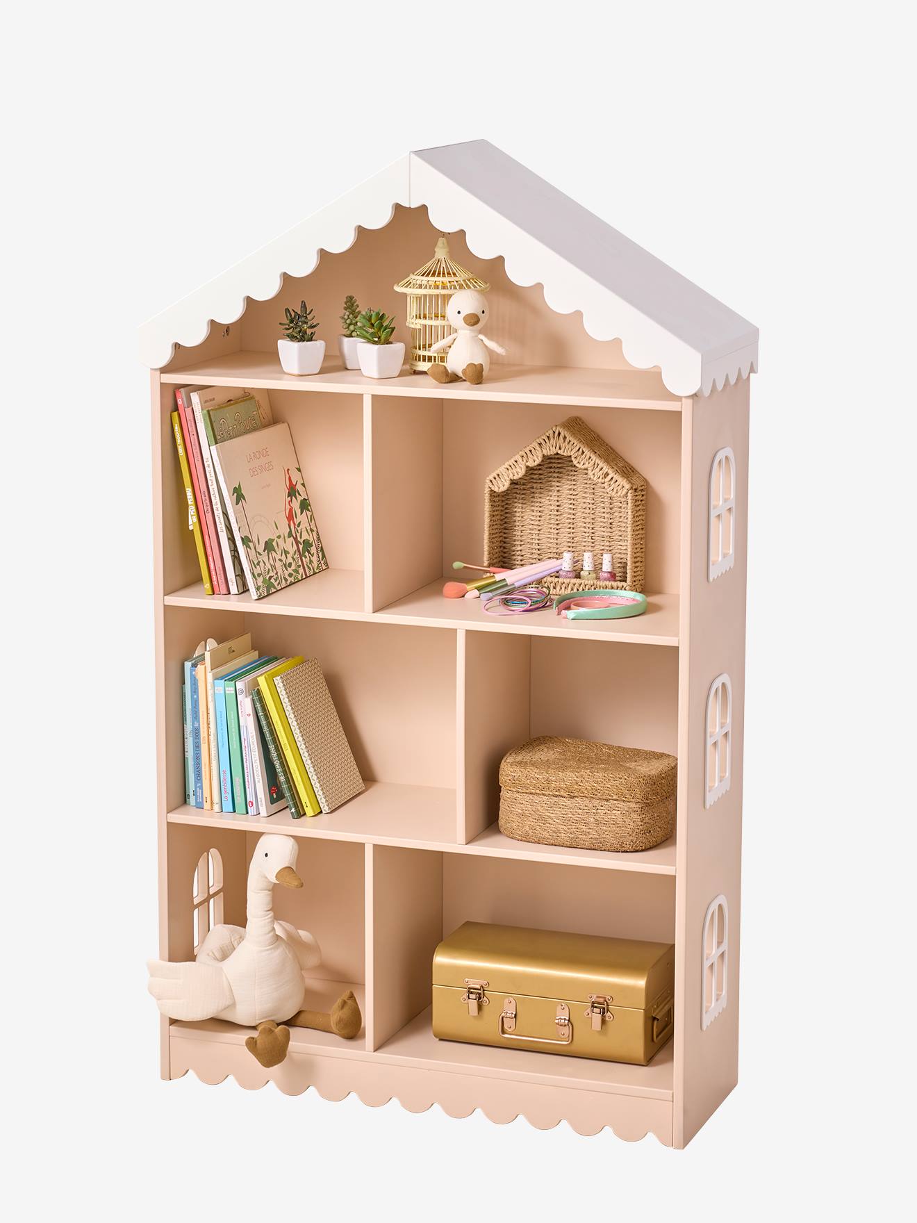 Bibliothèque enfant feston bois maison rose (Vertbaudet) - Image 2