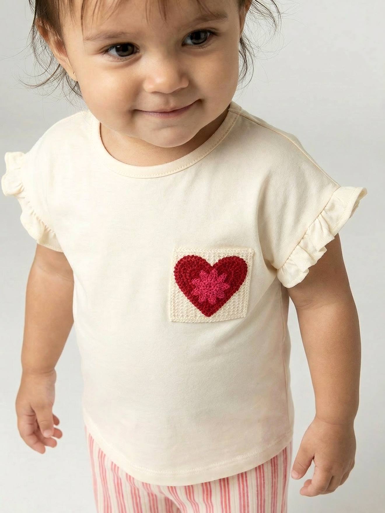 T-shirt manches courtes bébé fille écru