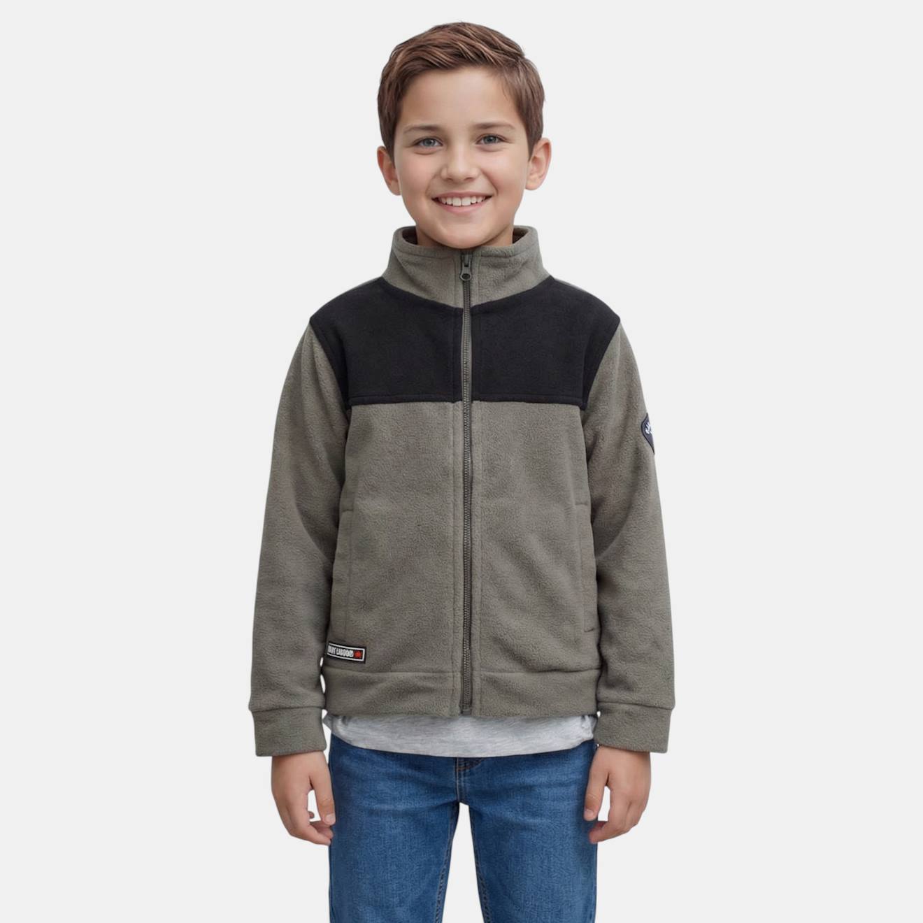 Veste Polaire Garçon Au Style Casual Kaki Veste Polaire Garçon Au Style Casual Kaki