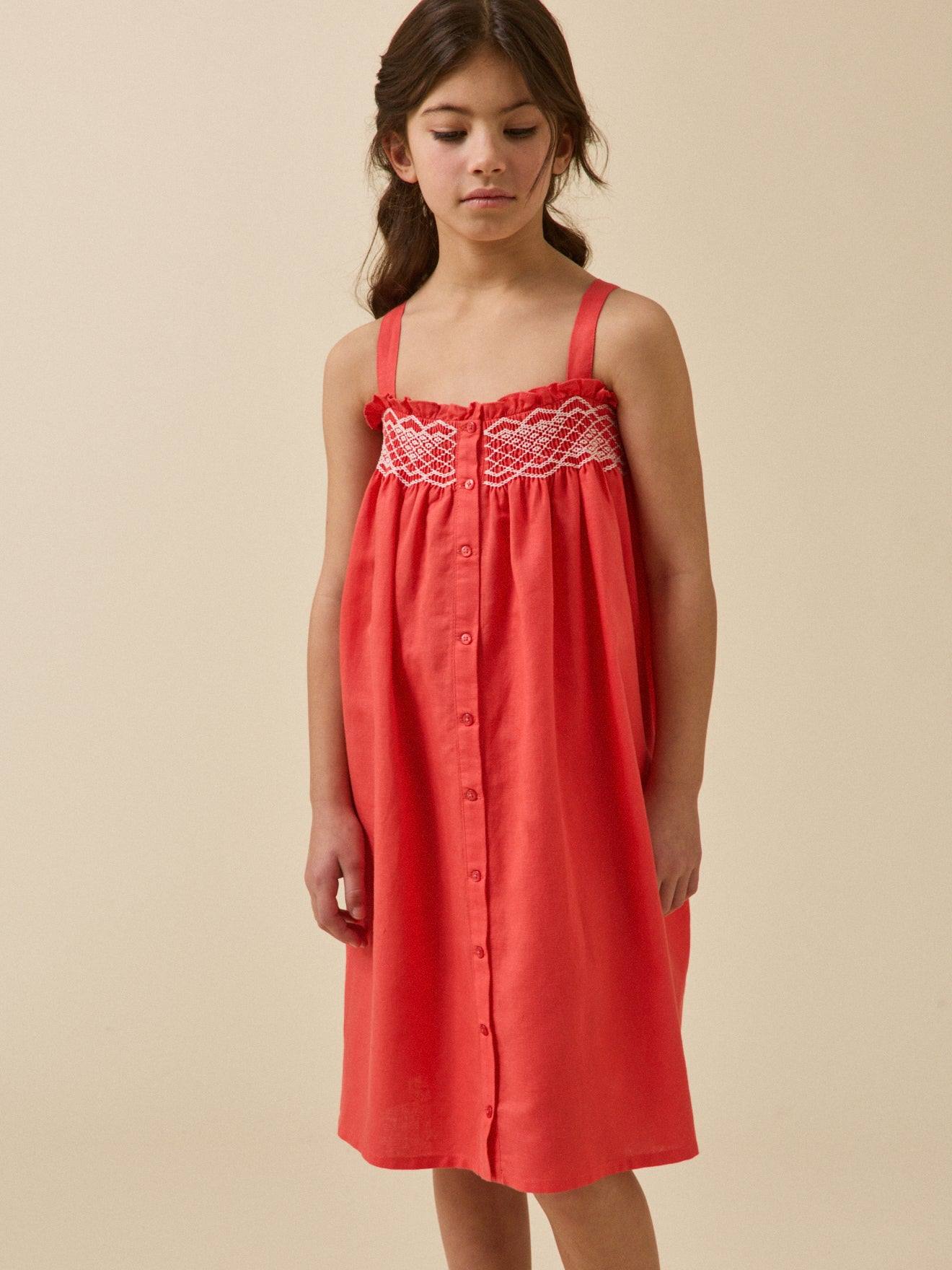 Robe À Smocks Fille Tangerine