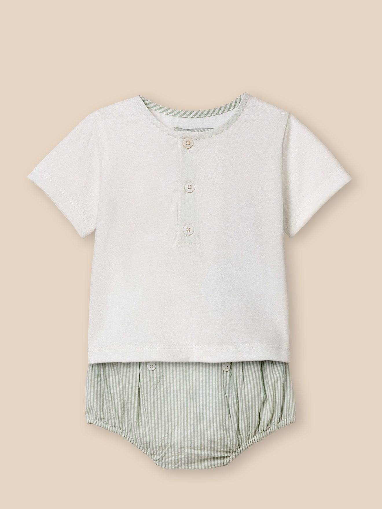 Ensemble T-shirt Et Bloomer En Seersucker Rayure Amande 32 €