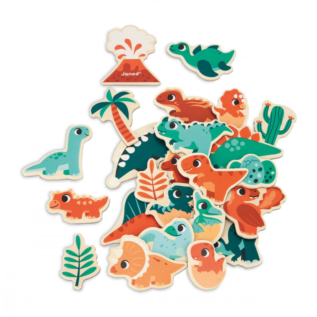 Magnets Dinosaures En Bois Fsc 24 Pcs Orange