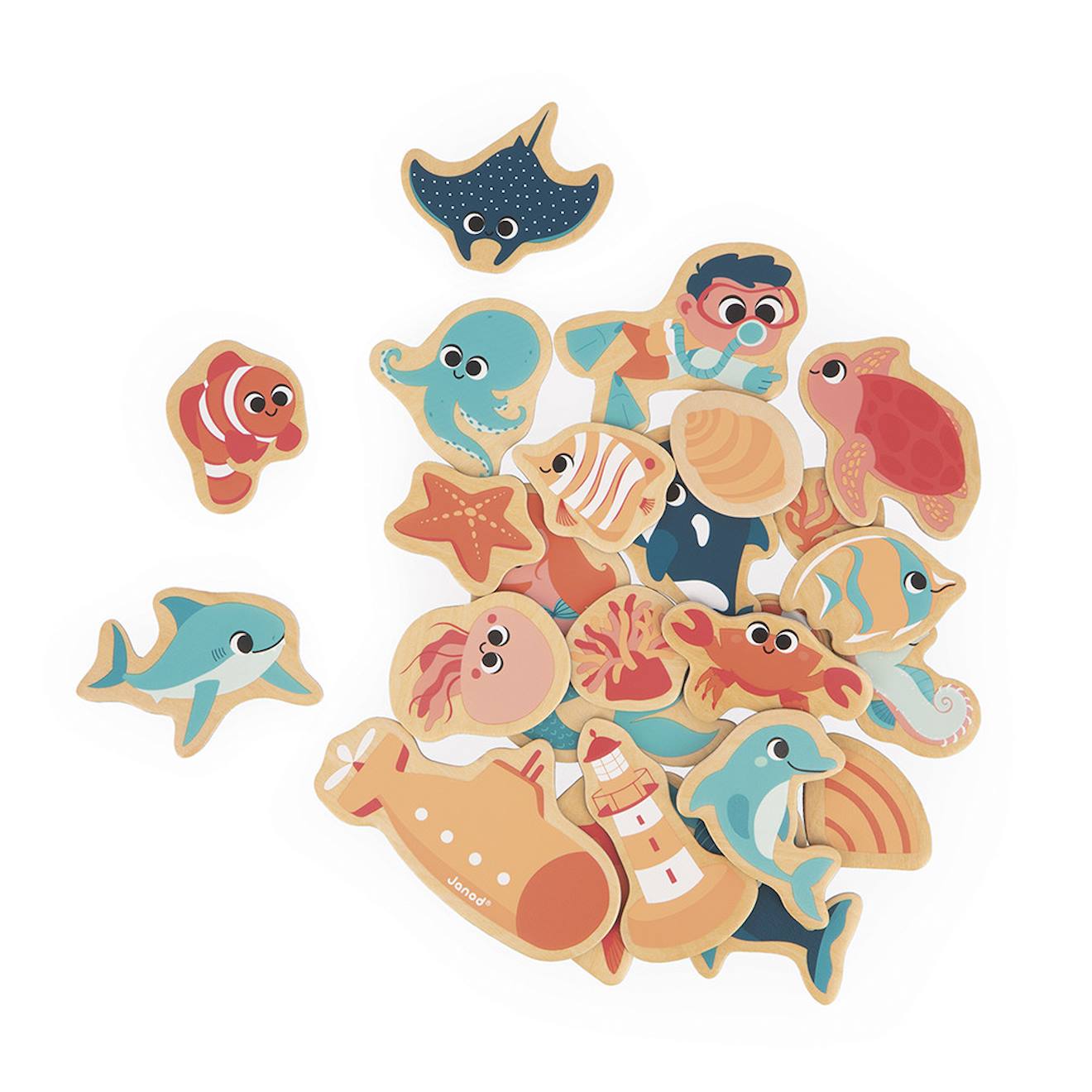 Magnets Dinosaures En Bois Fsc 24 Pcs Beige - Marin