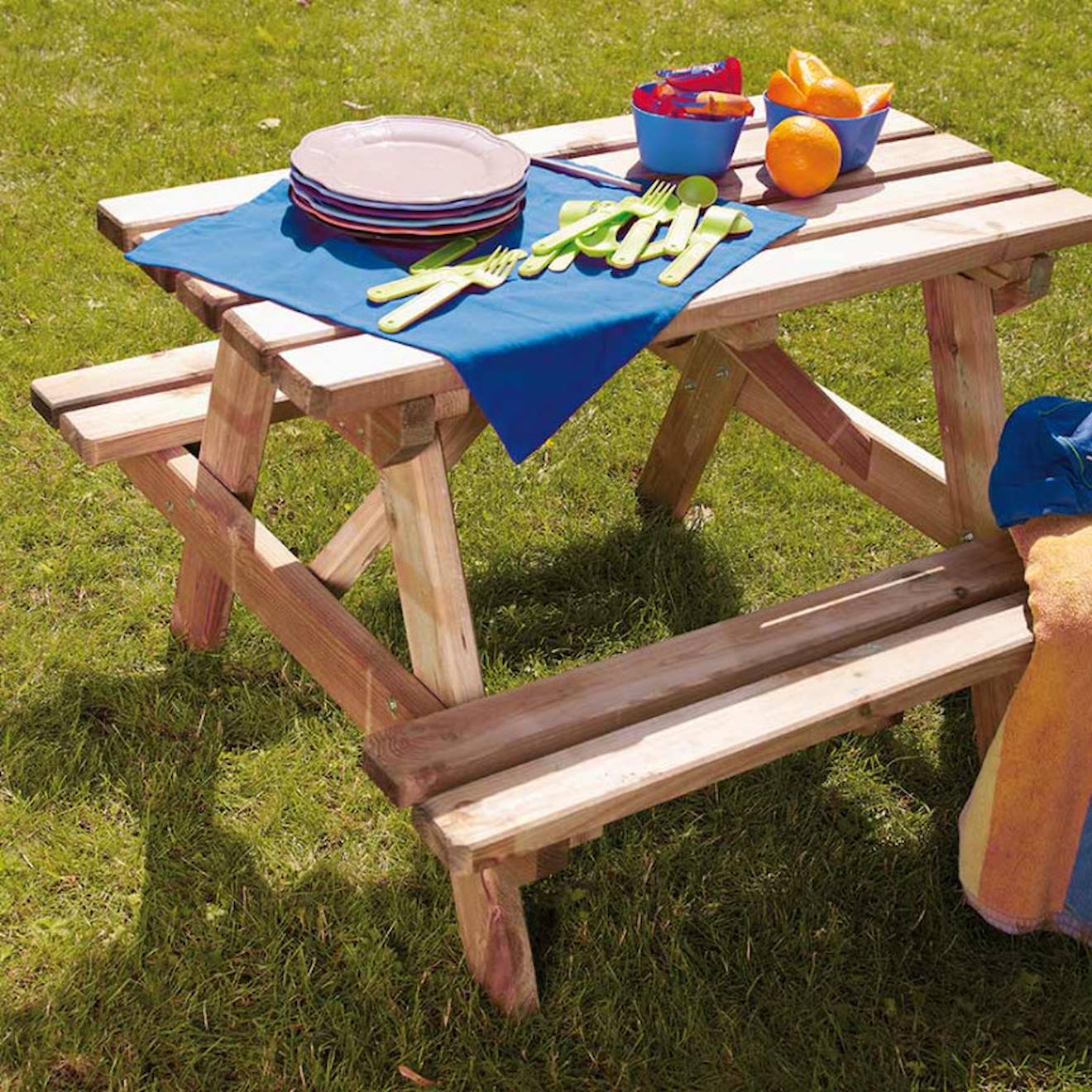 Table Piquenique Enfant Bois Traité Aurea Marron