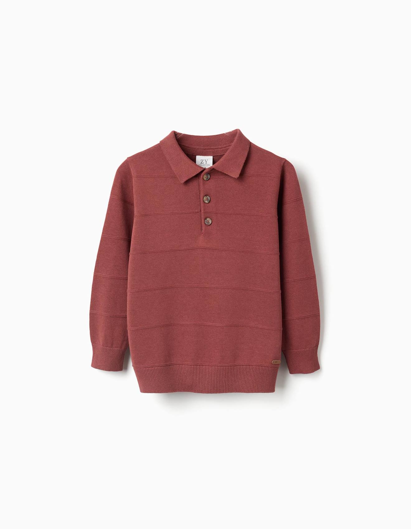 Pull En Maille De Coton Avec Lignes En Relief Marrn 16 €