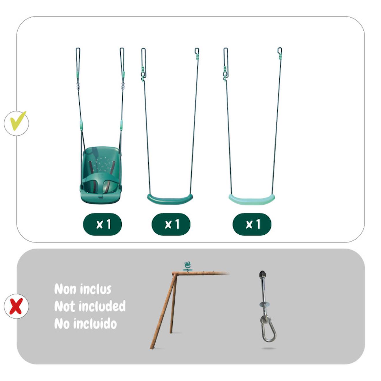 Balançoire 3-en-1 évolutive – Siège Amovible, Hauteur Réglable, De Bébé à Ado !