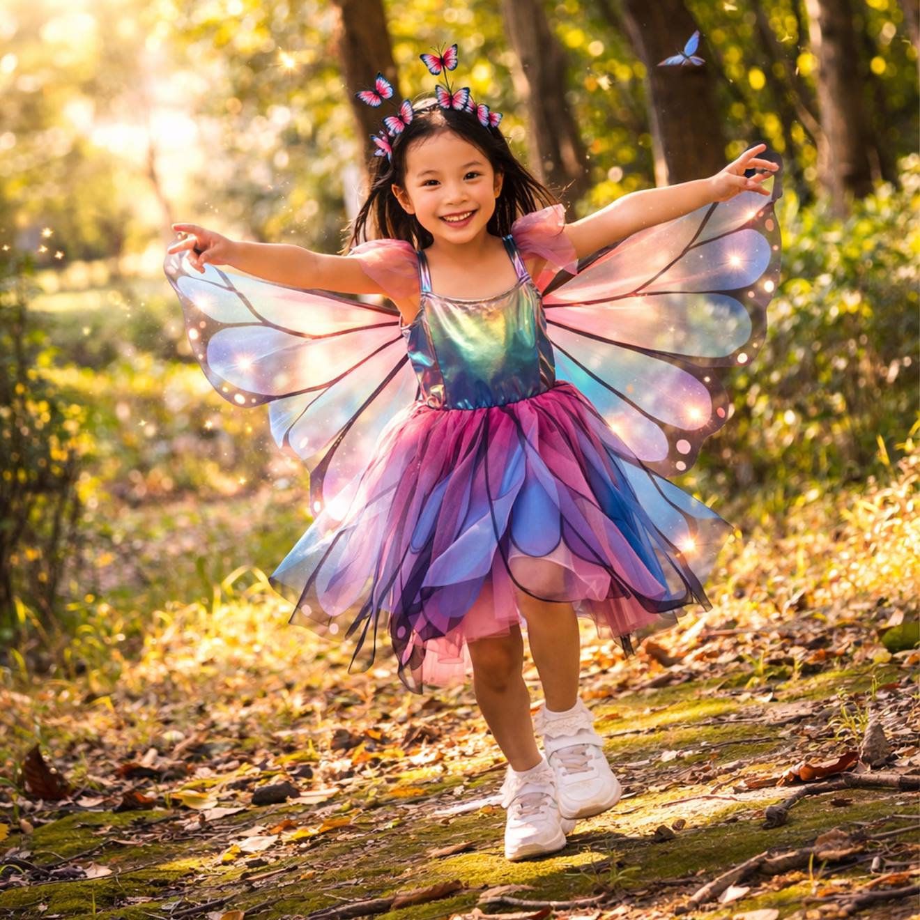Déguisement Enfant – Robe De Fée Papillon Avec Ailes Et Serre-tête Bleu Déguisement Enfant – Robe De Fée Papillon Avec Ailes Et Serre-tête Bleu