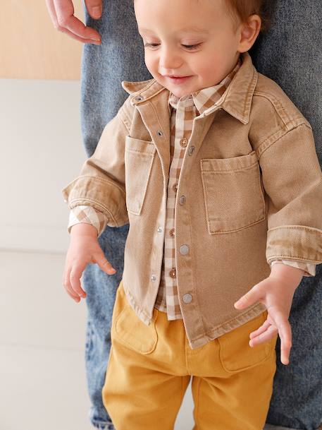 Surchemise bébé pressionnée sable+taupe 10 - vertbaudet enfant 